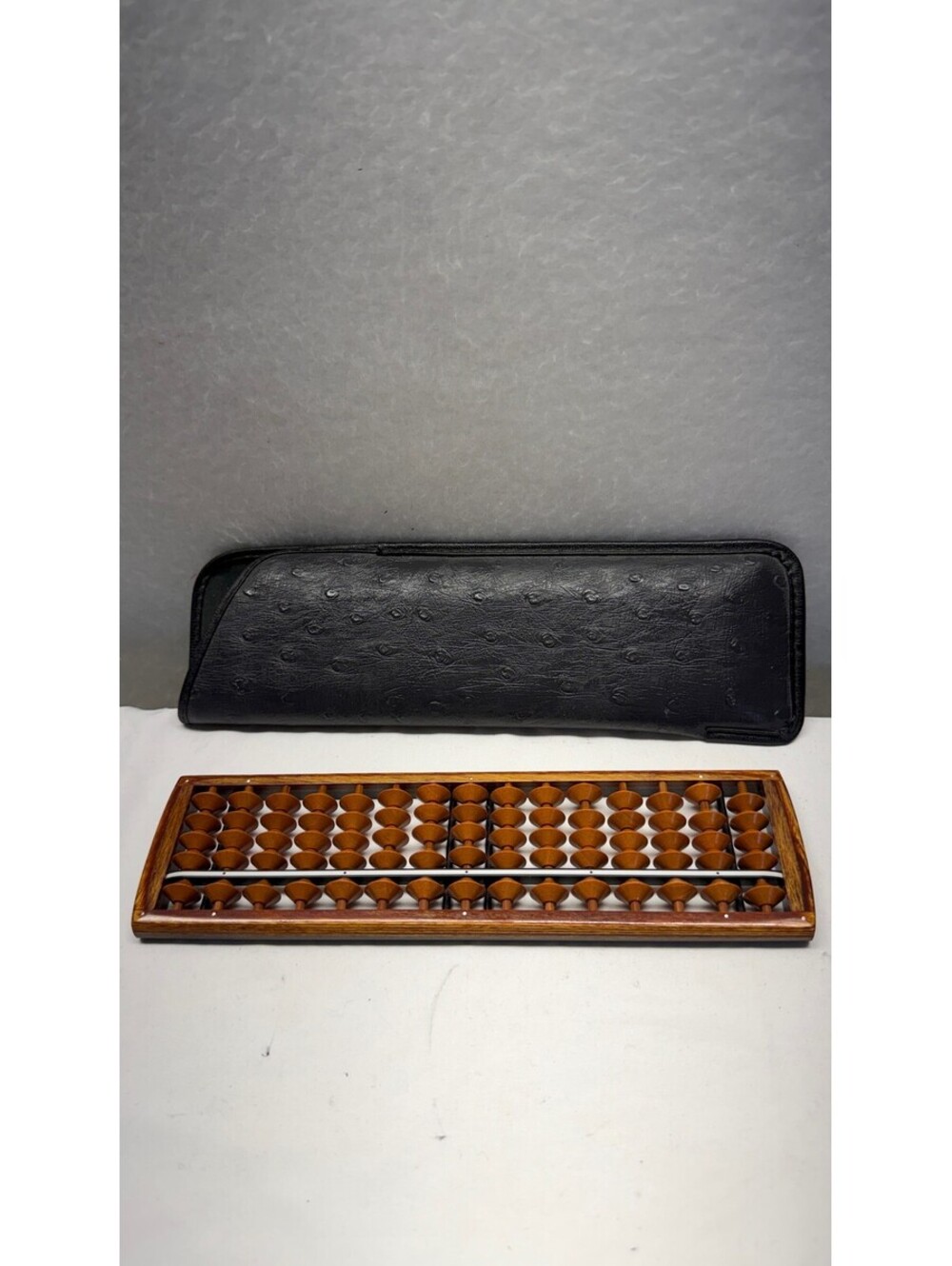 Vintage 23-Column Wooden Soroban Abacus with Protective Case - E-3